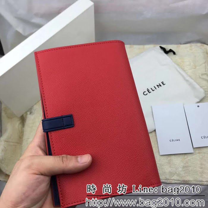 CELINE賽琳原單 專櫃 手掌紋牛皮搭扣拼色錢夾 4148 SL1682